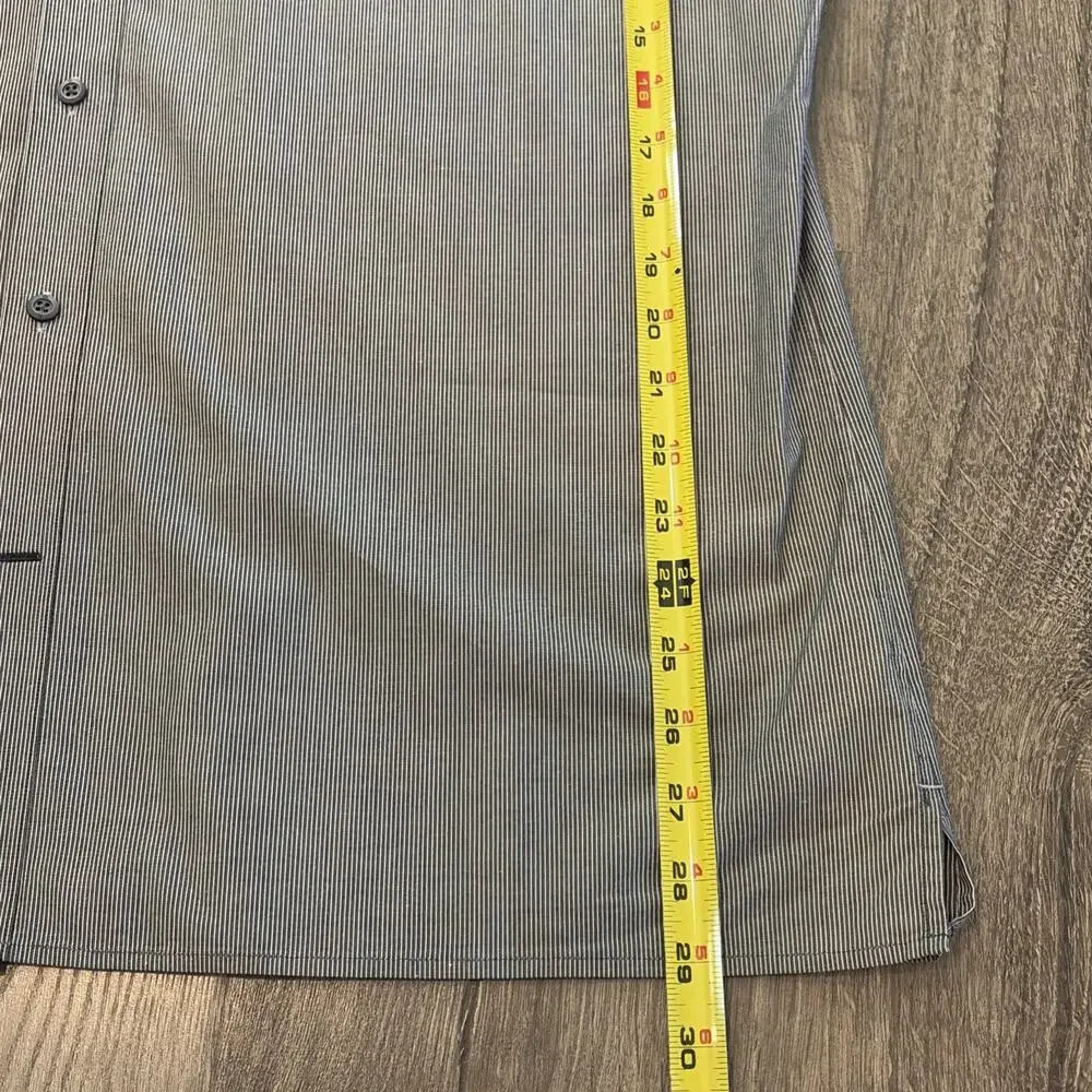 Banana Republic Men's Short Sleeve Dress Shirt XL 17-17.5 Grey Black Microstripe